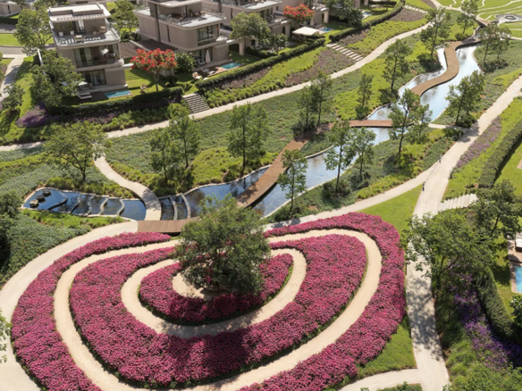 Cityzen — Aerial view of the gardens and villas